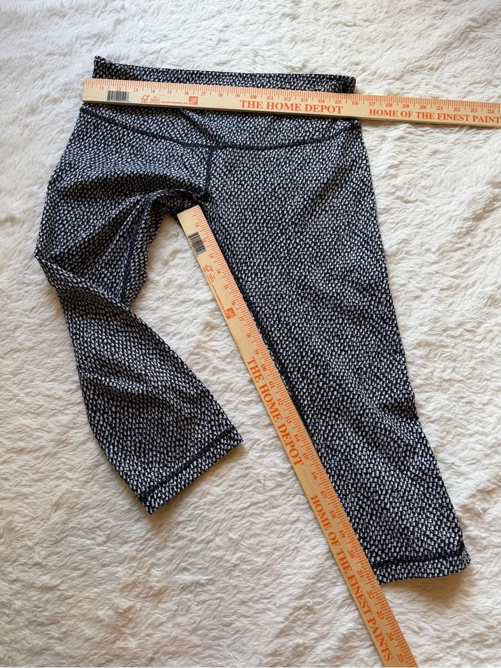 Lululemon Wunder Under Crop Scatter Star Grey Black Geometric Leggings Size 12